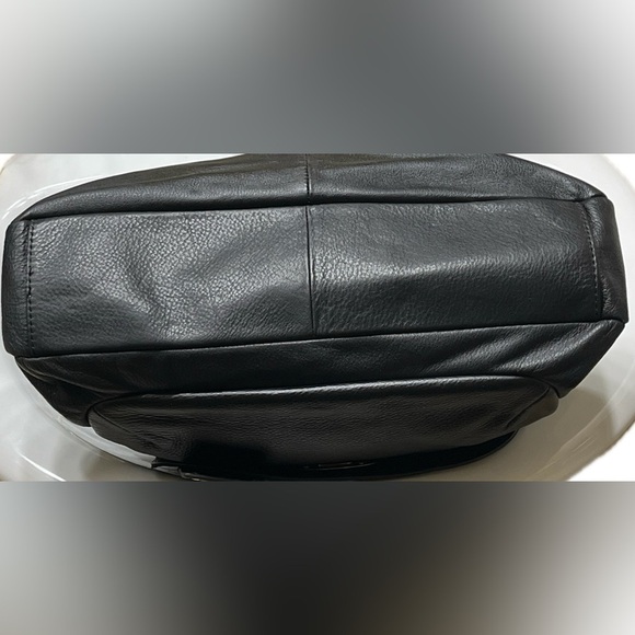 Emma Fox Black Leather Satchel Gold Hardware Convertible Shoulder Bag Purse Lg - Picture 9 of 15